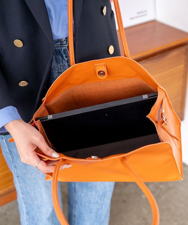 blancle シュリンクレザー ワイドボストン オレンジ