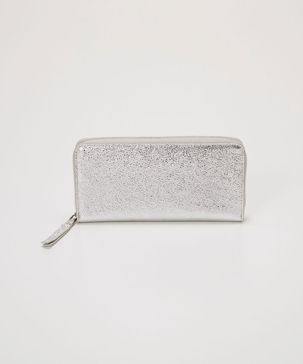 TOPKAPI 【TREASURE TOPKAPI】ウォッシュド レザー メタリック ラウンドファスナー 長財布 シルバー