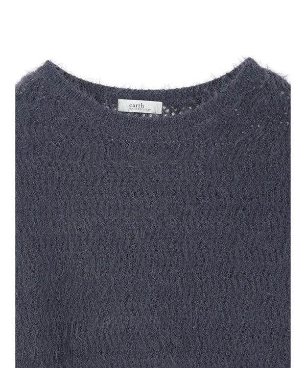 earth music&ecology ゆるモヘアライクレースニット Charcoal Gray