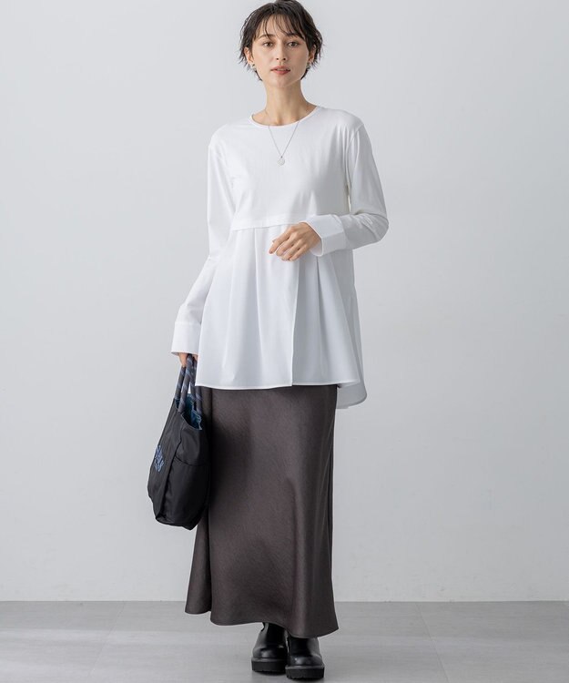 23区 S 【VERY掲載/洗える】ナチュラルコットンベア シャツレイヤード カットソー ホワイト系