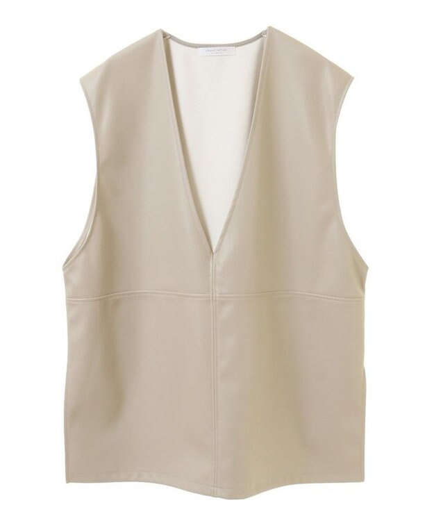 Green Parks フェイクレザーＶネックベスト Ecru