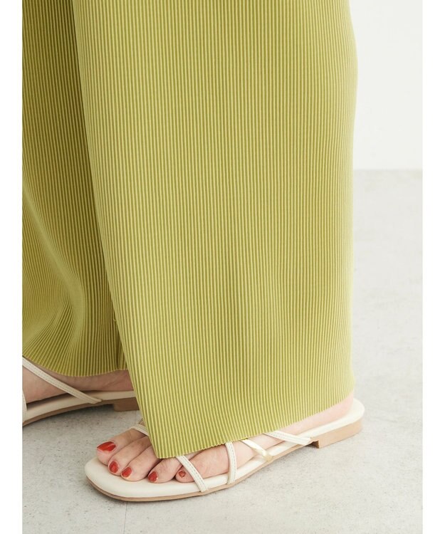 Green Parks BEST PRICE セルフカットプリーツパンツ Lime Green