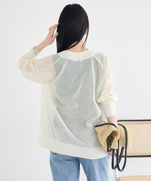 earth music&ecology シアーＶネックカーディガン Off White
