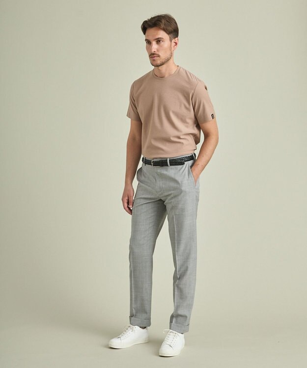 GOTAIRIKU ロングセラー【洗える/折り目加工/シワになりにくい/ウエストアジャスター】ウォッシャブル サマーウール100％パンツ_限定色(ノータック)23/24年モデル シルバー系