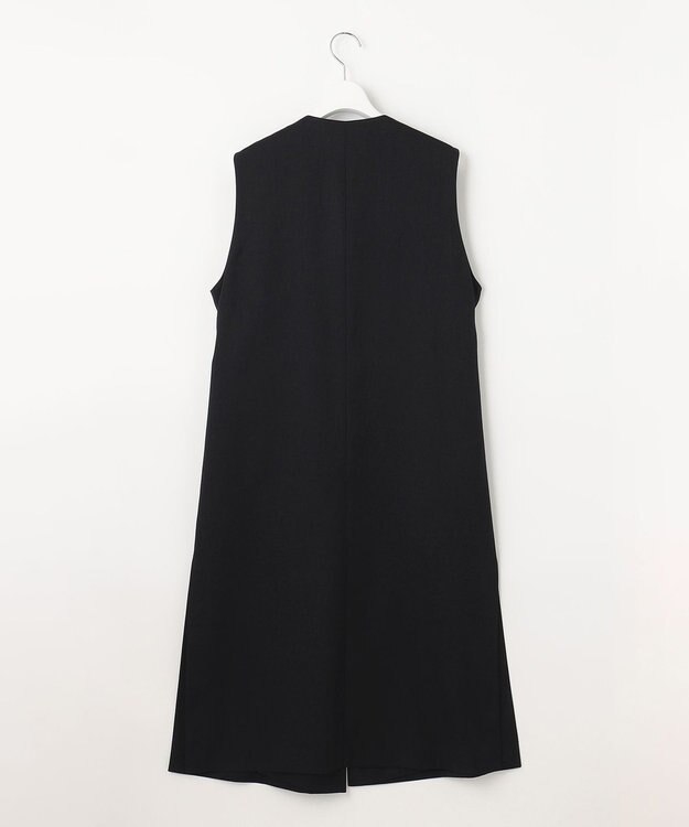 自由区 【接触冷感・速乾・UVカット・撥水・防シワ】リネンライクツイル ロングジレ ネイビー系