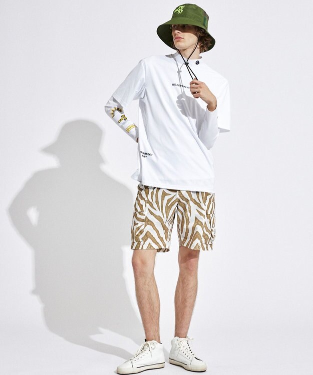 PW CIRCULUS 【高通気 / 軽撥水 / 軽量のDotAir 使用】【MEN】ゼブラ柄ベルテッドショーツ ベージュ系5