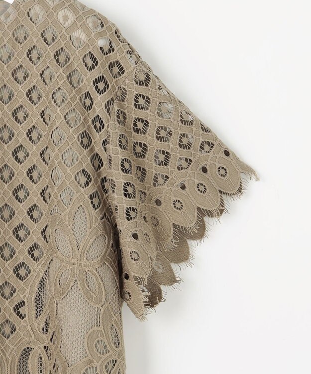 自由区 L パネルレース ブラウス カーキ