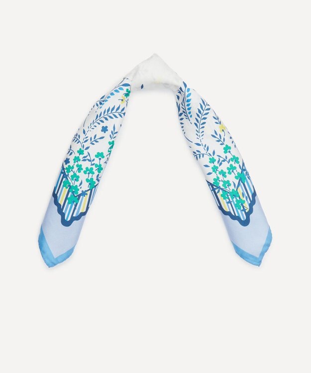 LIBERTY. ホープ スプリングス 45x45 シルク スカーフ ブルー