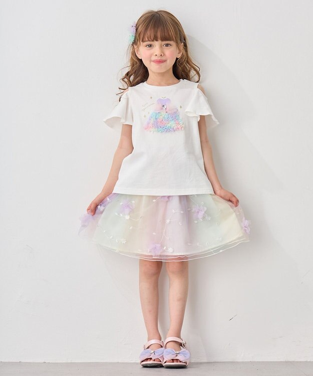 ANY KIDS 立体フラワー チュール スカート レインボー