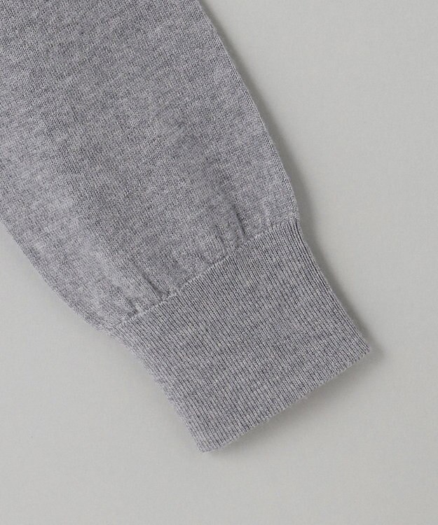 GOTAIRIKU 体温調整に【洗える/チクチクしにくい/ピリングしにくい】イタリア糸 ハイゲージ カーディガン_WOOL100% グレー×バーズアイ柄(25年新色)