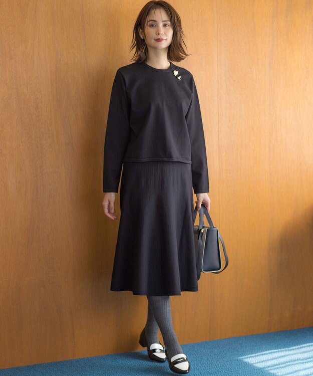 組曲 【WEB限定】ELENA襟付き セットアップワンピ ブラック系