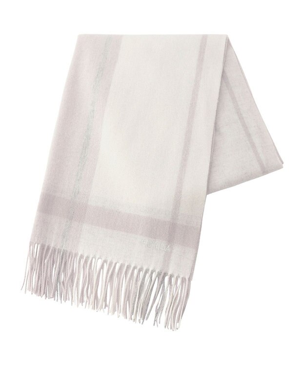 MOONBAT FURLA ウール超大判ブロックチェックラメストール/幅70cm シルバー