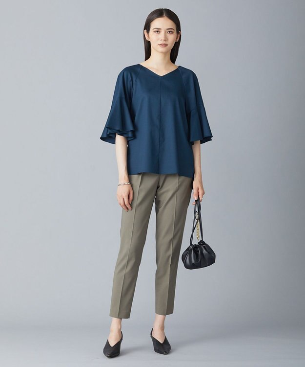 ICB 【新色追加・洗える】 ウールマットウース テーパードパンツ アッシュカーキ系