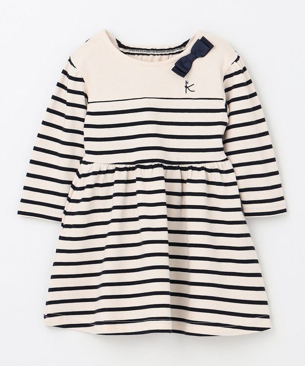 組曲 KIDS 【80-100㎝】ボーダー ワンピース ネイビー系1