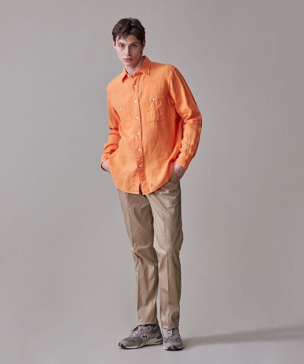J.PRESS MEN 【洗える】リネントロピカル シャツ / レギュラー オレンジ系