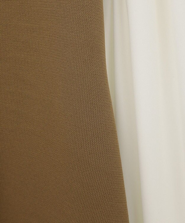 YECCA VECCA サイドプリーツ異素材MIXプルオーバー Camel