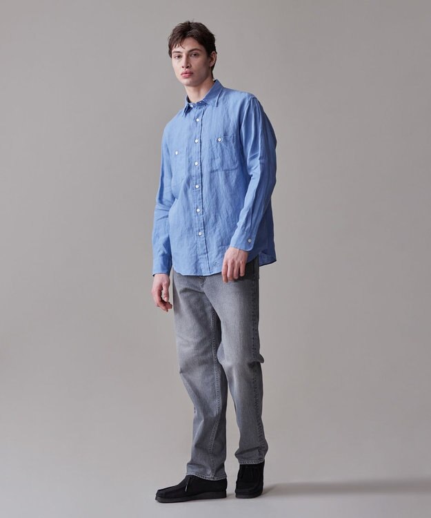 J.PRESS MEN 【洗える】リネントロピカル シャツ / レギュラー ブルー系