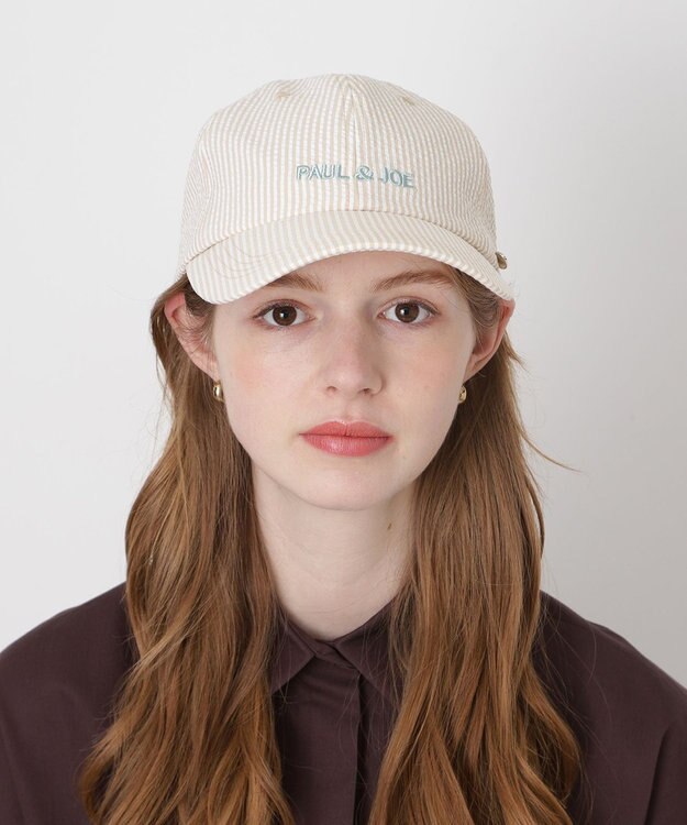 MOONBAT PAUL&JOE ACCESSOIRES(ポール&ジョー）ロゴ入り 深キャップ 帽子 ネコチャーム付 UVカット ライトイエロー