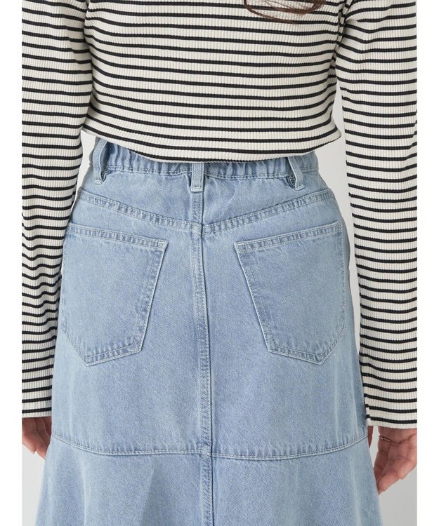 earth music&ecology ペプラムマーメイドデニムスカート Light Indigo