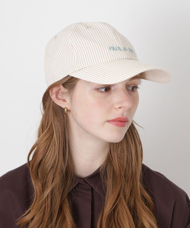 MOONBAT PAUL&JOE ACCESSOIRES(ポール&ジョー）ロゴ入り 深キャップ 帽子 ネコチャーム付 UVカット ライトイエロー