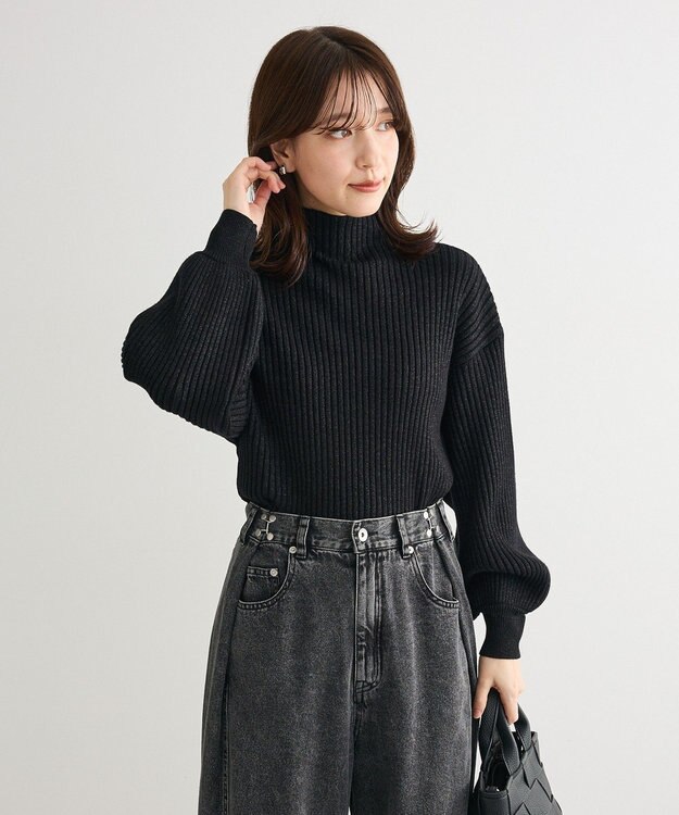 Green Parks ・ｓｗｉｎｇ　ｂｙ　ボトルネックラメニット Black