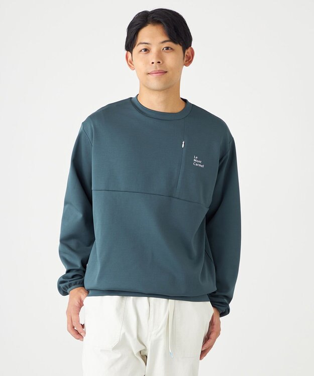 SHARE PARK MENS 【UVカット・吸水速乾・ストレッチ・軽量・アンチピリング 】ダンボールクルーネックスウェット（L・XLサイズ） ネイビー系