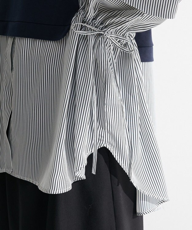 Green Parks 脇リボンドッキングチュニック Stripe Navy