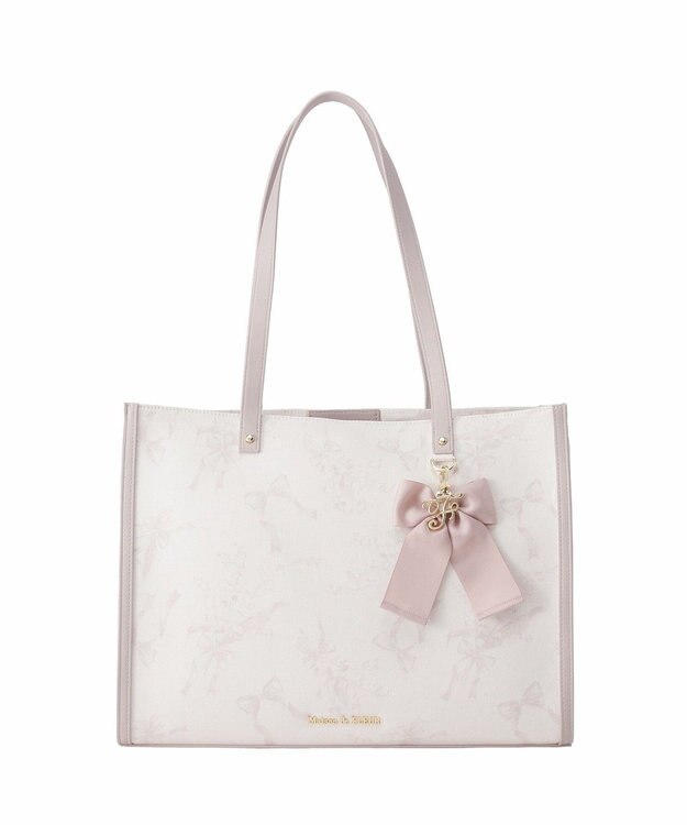 Maison de FLEUR すずらんプリントスクエアトートバッグ Grayish Pink