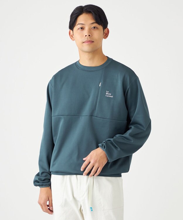 SHARE PARK MENS 【UVカット・吸水速乾・ストレッチ・軽量・アンチピリング 】ダンボールクルーネックスウェット（L・XLサイズ） ネイビー系