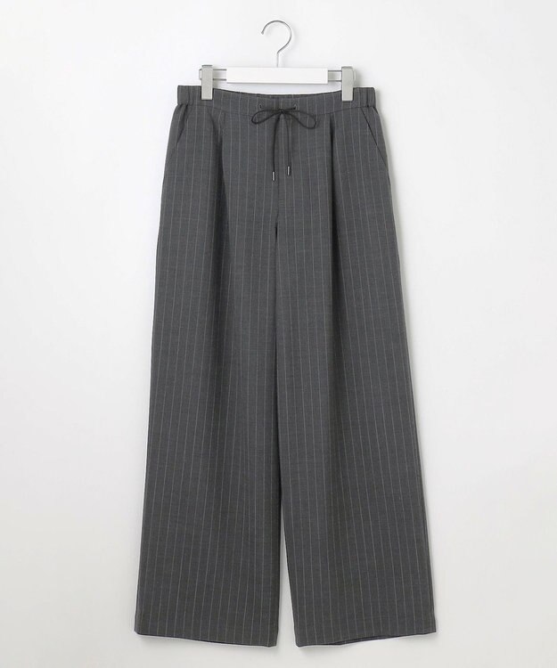 J.PRESS LADIES 【洗える】サイロウォッシャブル2wayストライプ ワイド パンツ チャコールストライプ系1