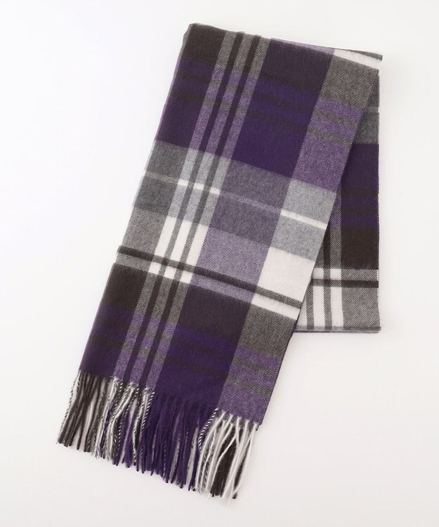 J.PRESS LADIES カシミヤチェック マフラー パープル系3