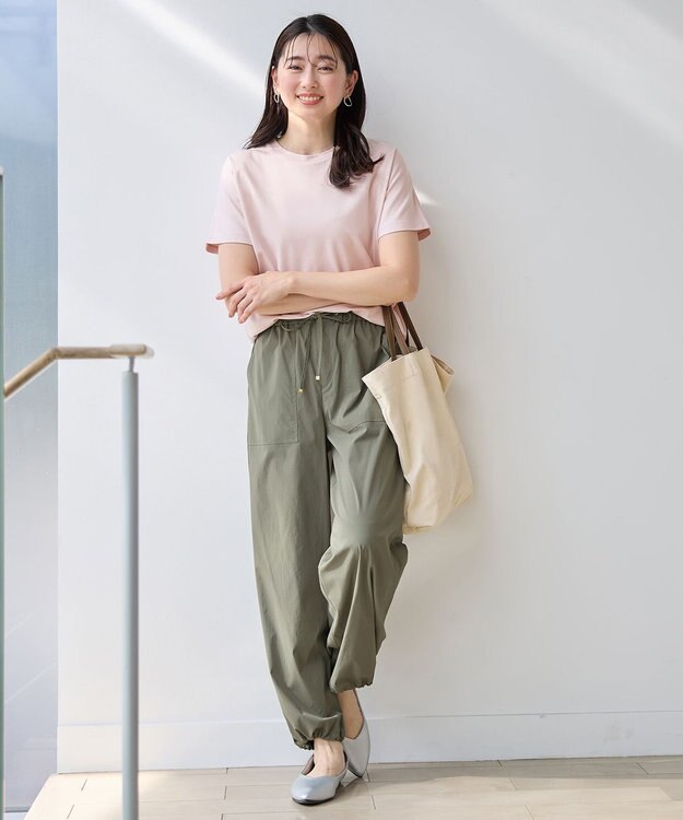 ANY 【ウエストゴム】撥水ナイロンベイカーパンツ カーキ