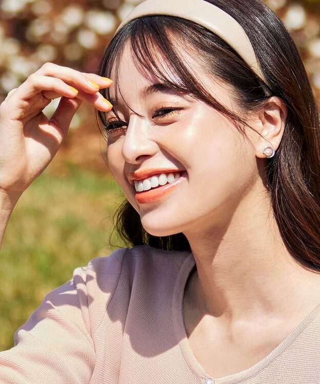 Tiaclasse ストーン＋パール付きピアス シルバー