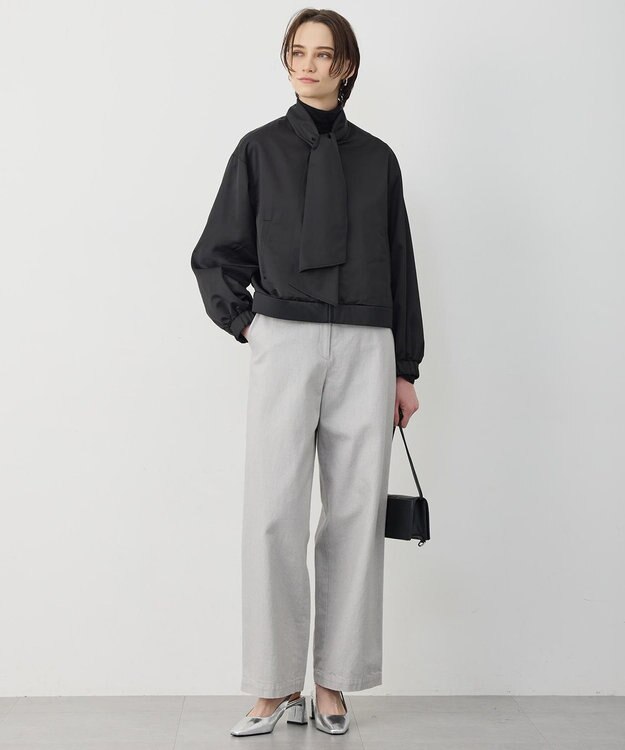 ICB 【先行予約・2WAY】 ダルグロッシーサテン ボウタイ付きブルゾン ブラック