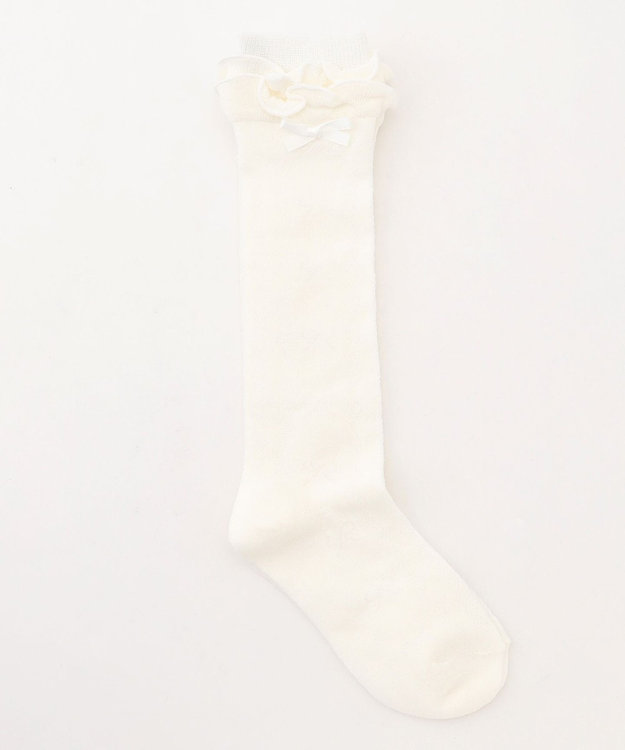 ANY KIDS リボンジャガード　ハイソックス オフホワイト