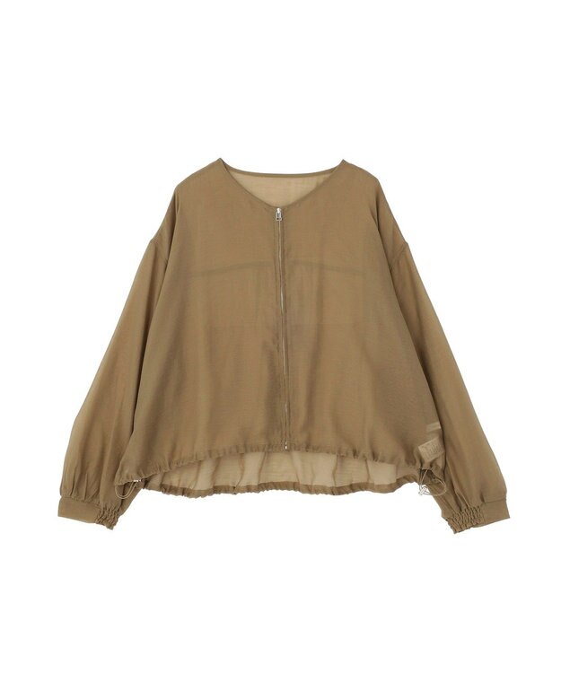 AMERICAN HOLIC 【WEB限定】ノーカラーシアーZIPブルゾン Olive