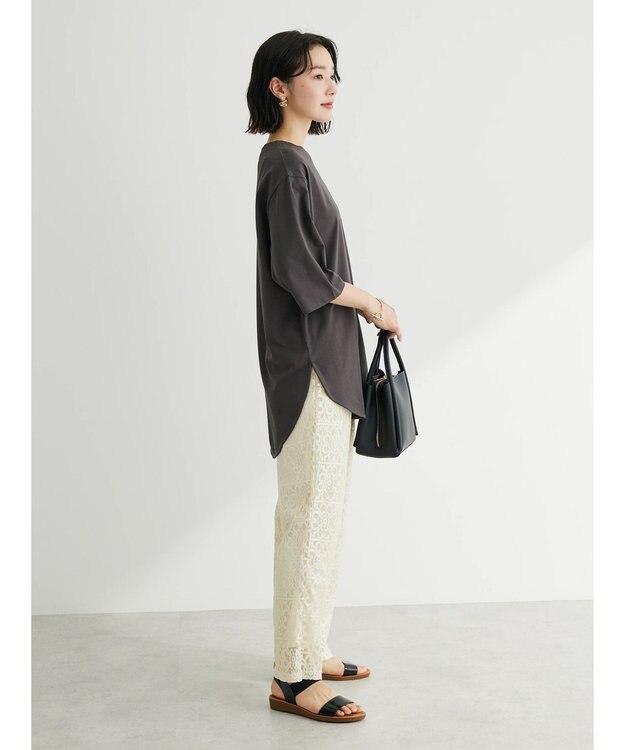 Green Parks 汗じみ防止５分袖チュニック Off White