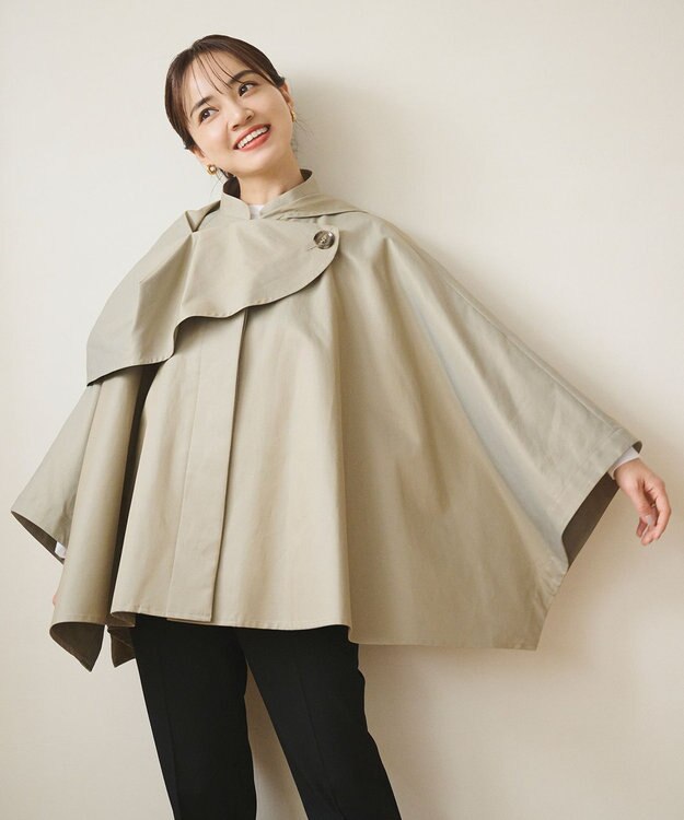 #Newans 【撥水】ラップストールケープトレンチコート シャンブレーベージュ