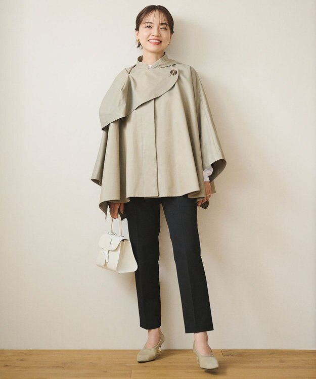 #Newans 【撥水】ラップストールケープトレンチコート シャンブレーベージュ