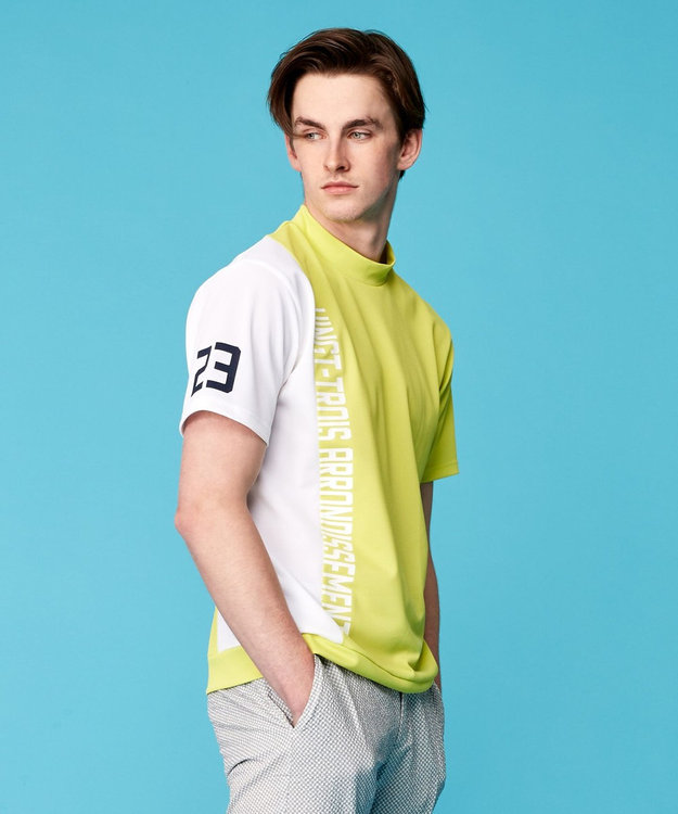 23区GOLF 【MEN】【UVケア・吸水速乾】カノコ モックネックプルオーバー 黄緑系