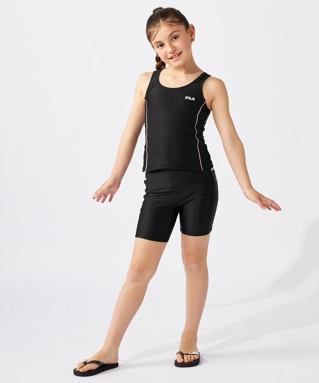 OP／FILA 【FILA】大きいサイズ｜タンクトップ＆スパッツスクール水着 180㎝ ブラック×パープル