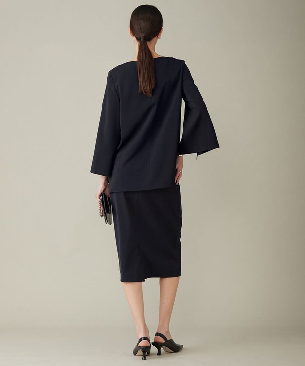 ICB 【新色追加・防シワ・速乾・洗える】Fied スリットスリーブブラウス ネイビー系