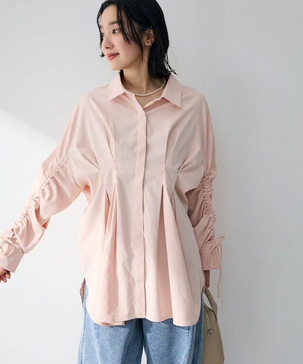 Green Parks 【WEB限定】ドロストシャーリングウエストタックシャツⅡ Pink