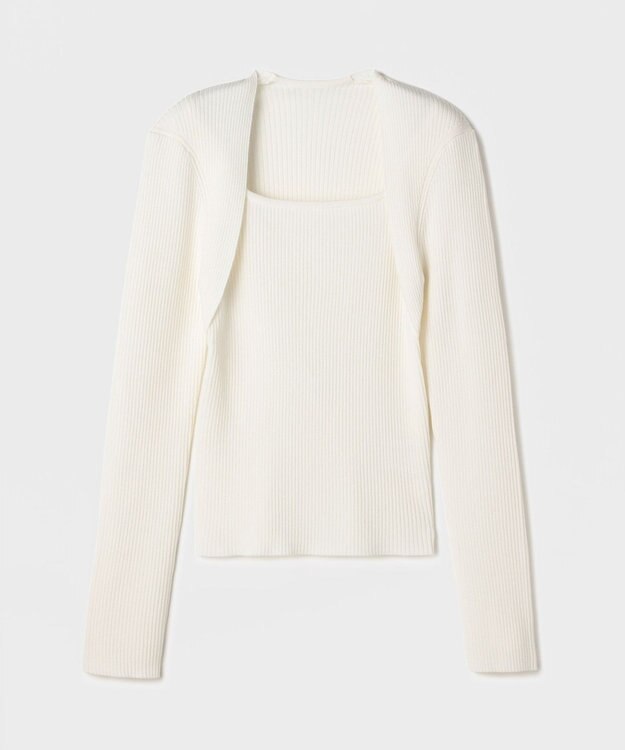 GRACE CONTINENTAL スクエアリブニットトップ ホワイト