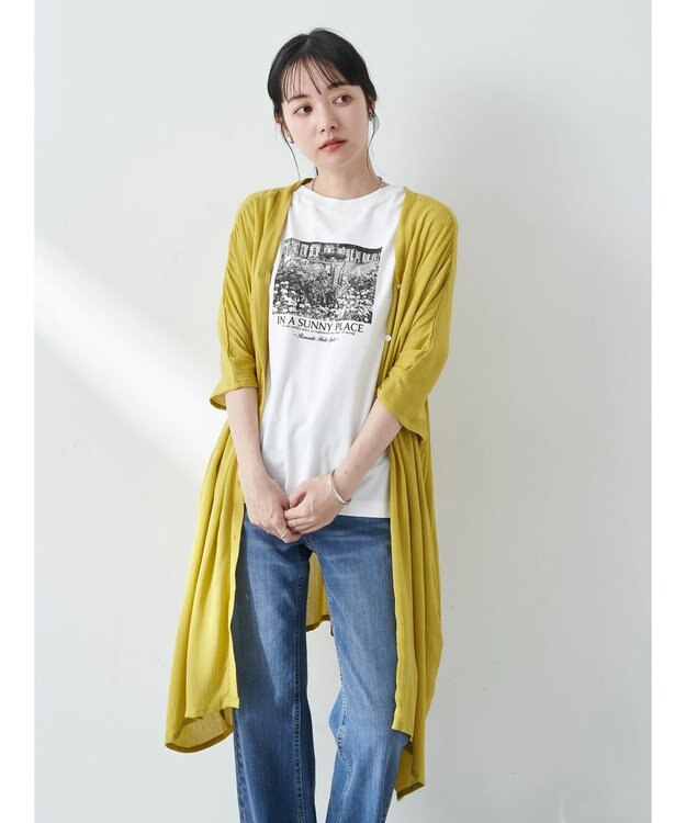 earth music&ecology レーヨンビッグシャツチュニック Yellow