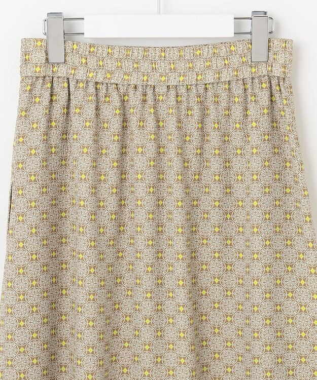 自由区 【洗える・XSサイズあり】アラベスクプリント スカート オリーブイエロー