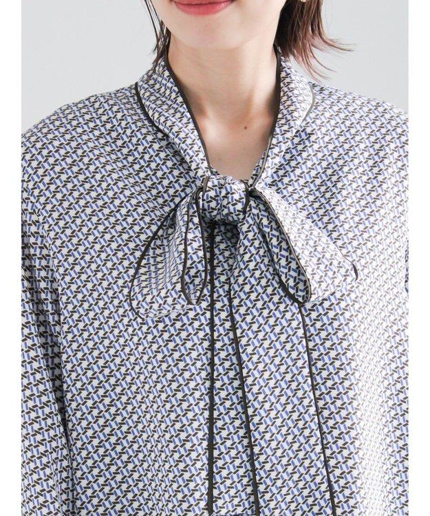 Te chichi パターンアソートボウタイブラウス《2026 spring catalog item》 ブルー