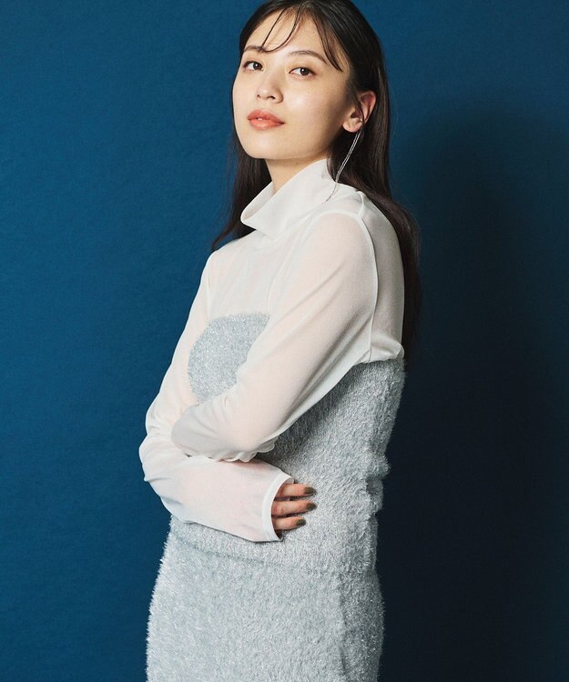 uncrave ラメ シャギー ニット バンドゥ（uncrave STANDARD） シルバー×ライトグレー