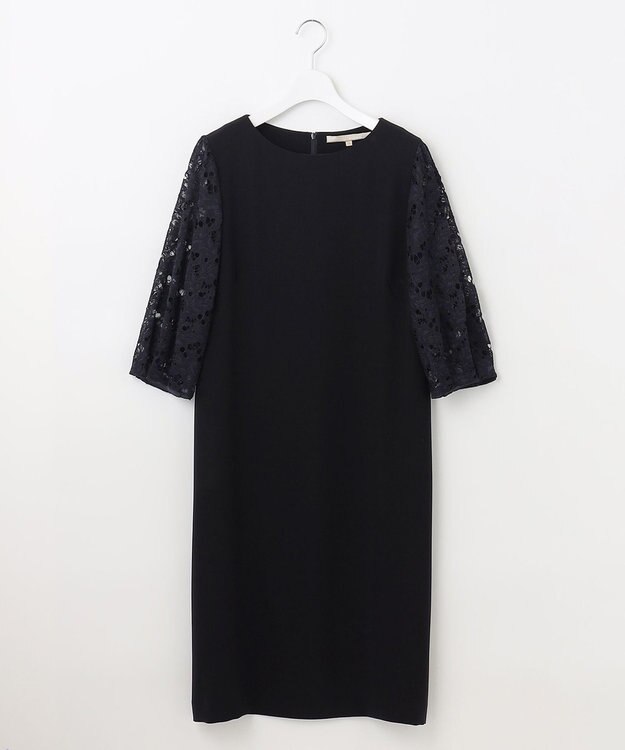 自由区 L 【洗える】レースコンビ ワンピース ネイビー系