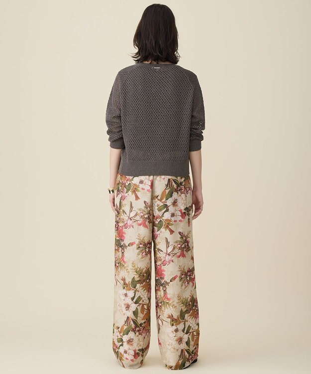 自由区 ボタニカルプリントドロスト パンツ ライトベージュ系